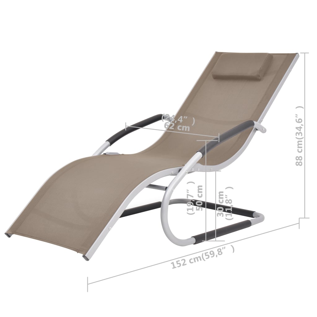 Bain de soleil avec coussin en aluminium et textilène taupe