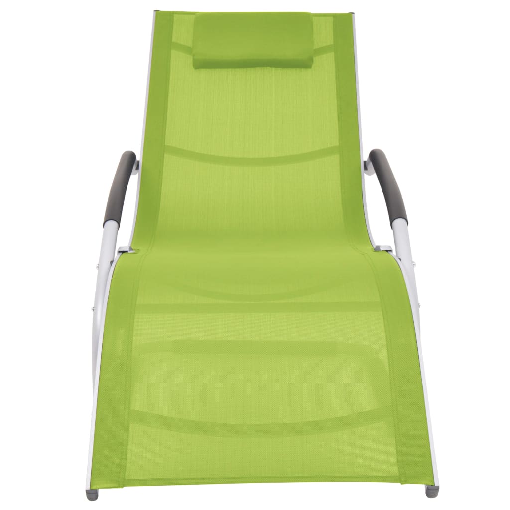 Bain de soleil avec coussins aluminium et textilène vert