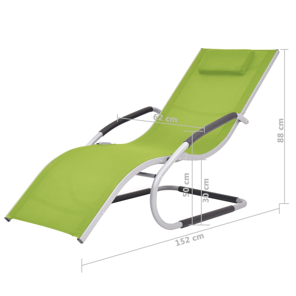 Bain de soleil avec coussins aluminium et textilène vert