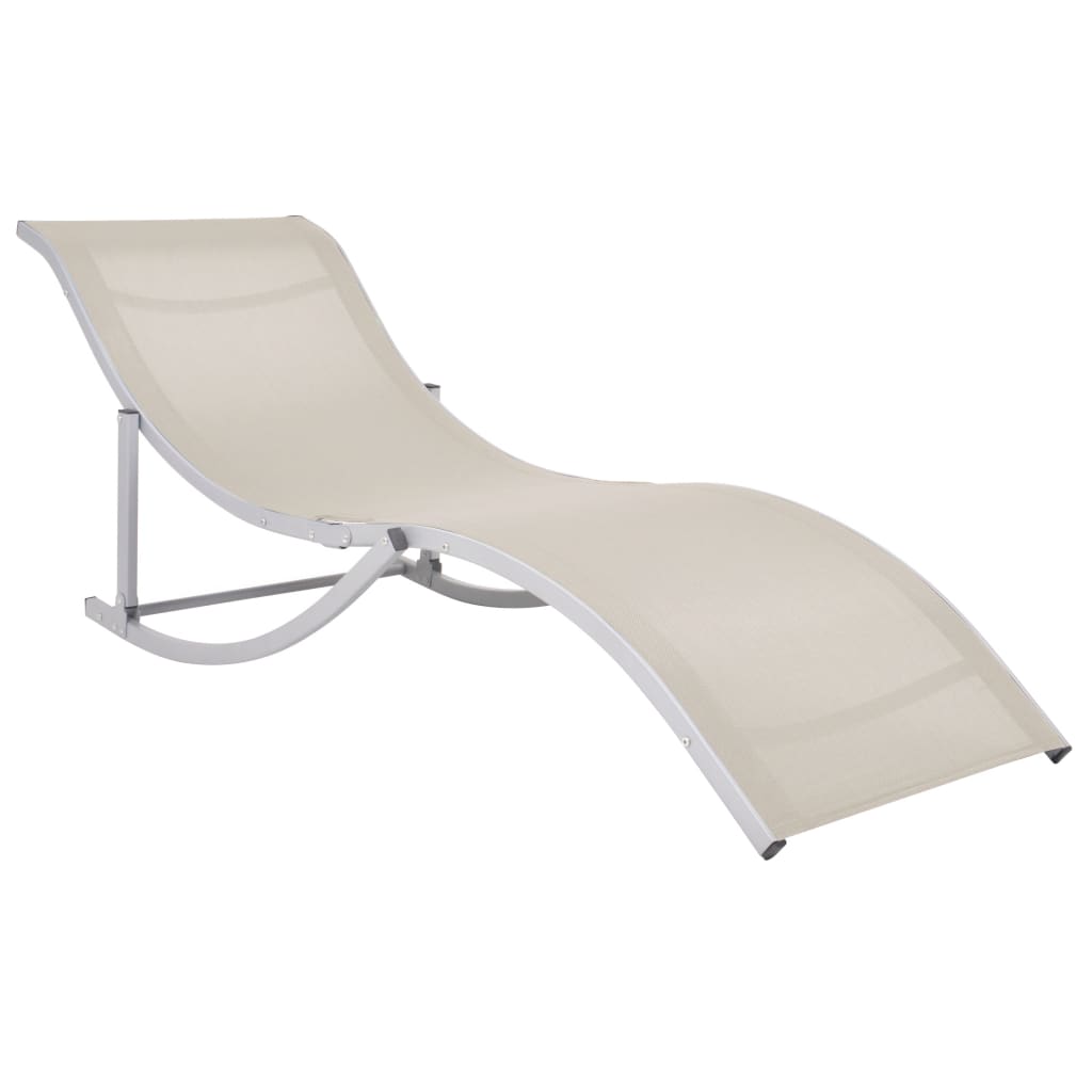 Chaises longues pliantes 2 pcs. Textilène blanc crème