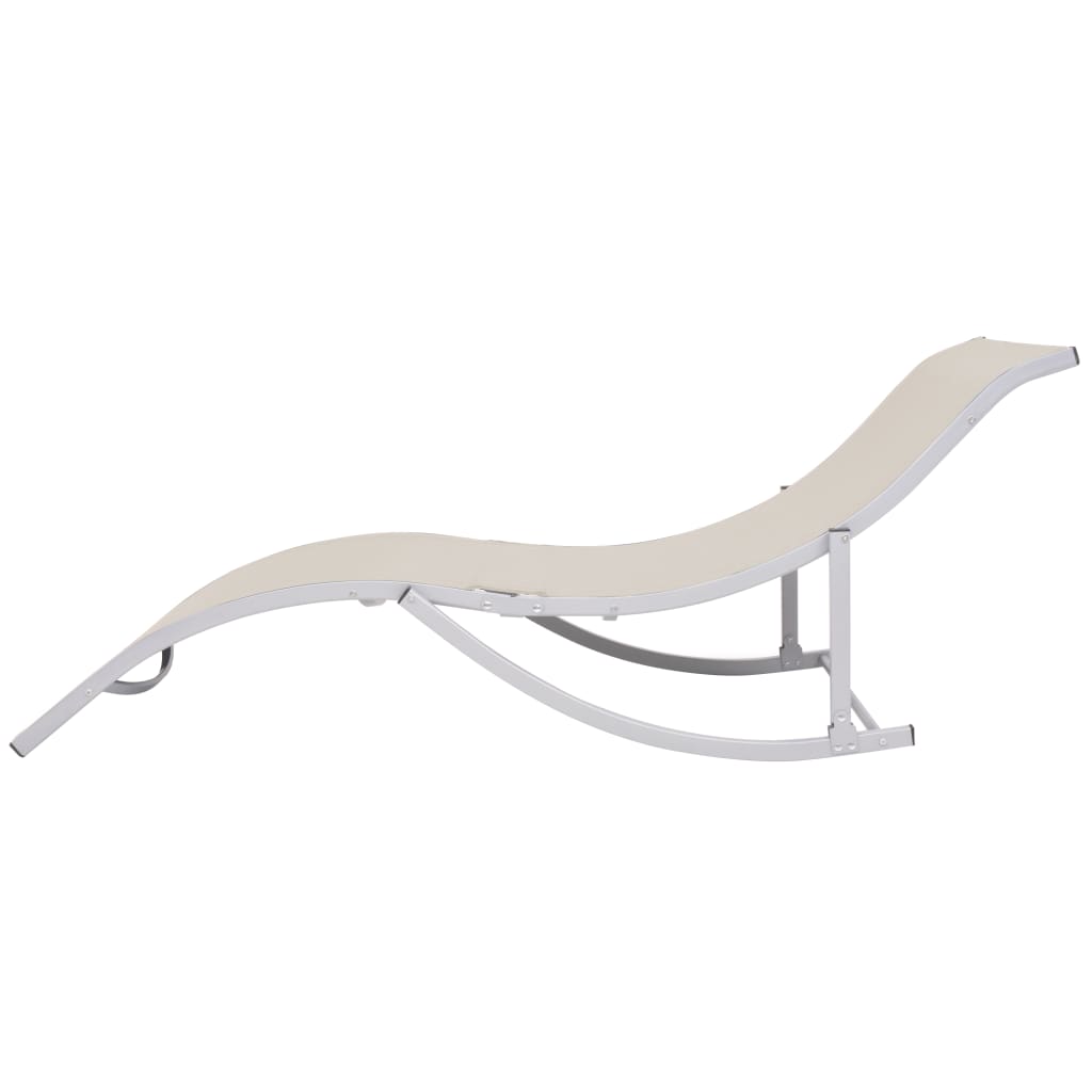 Chaises longues pliantes 2 pcs. Textilène blanc crème