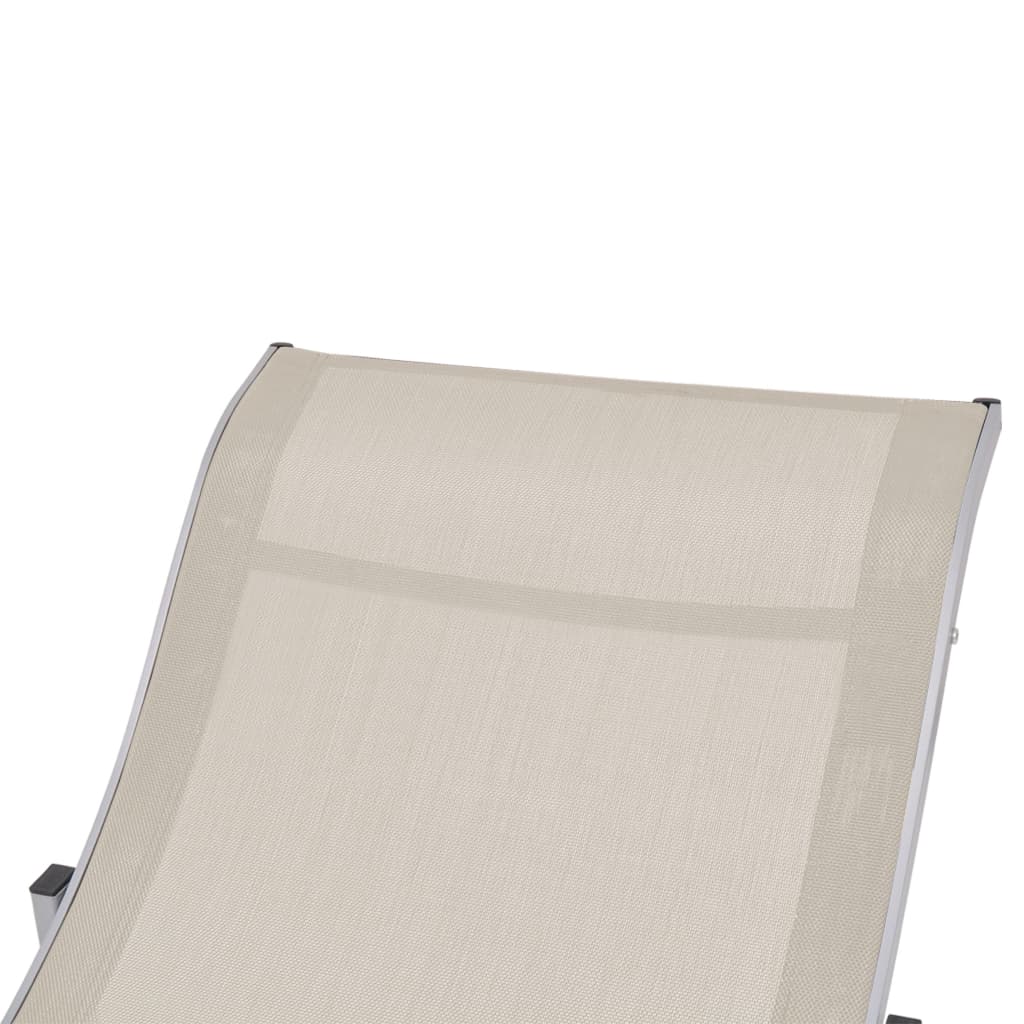 Chaises longues pliantes 2 pcs. Textilène blanc crème