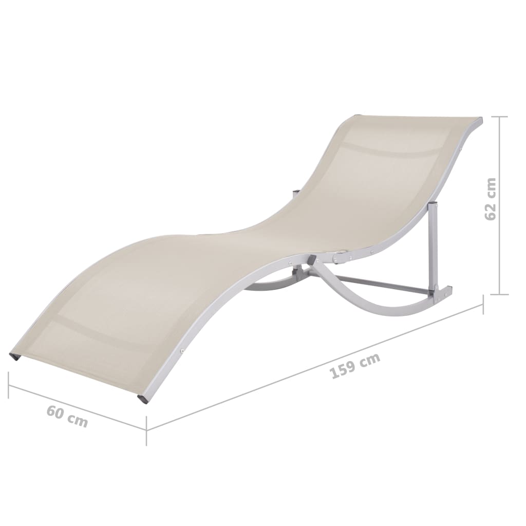 Chaises longues pliantes 2 pcs. Textilène blanc crème