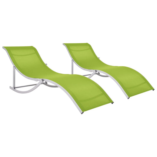 Chaises longues pliantes 2 pcs. Textilène vert