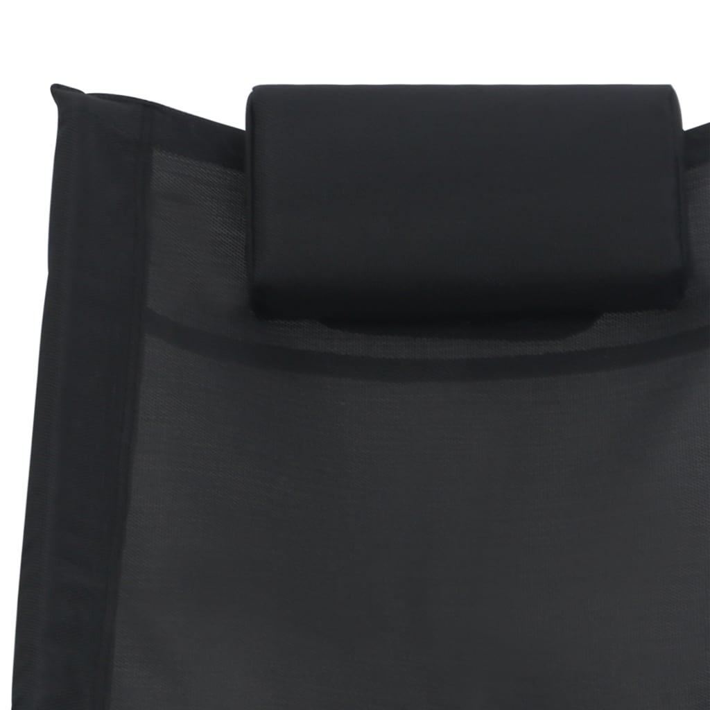 Bain de soleil avec coussin Textilène Noir