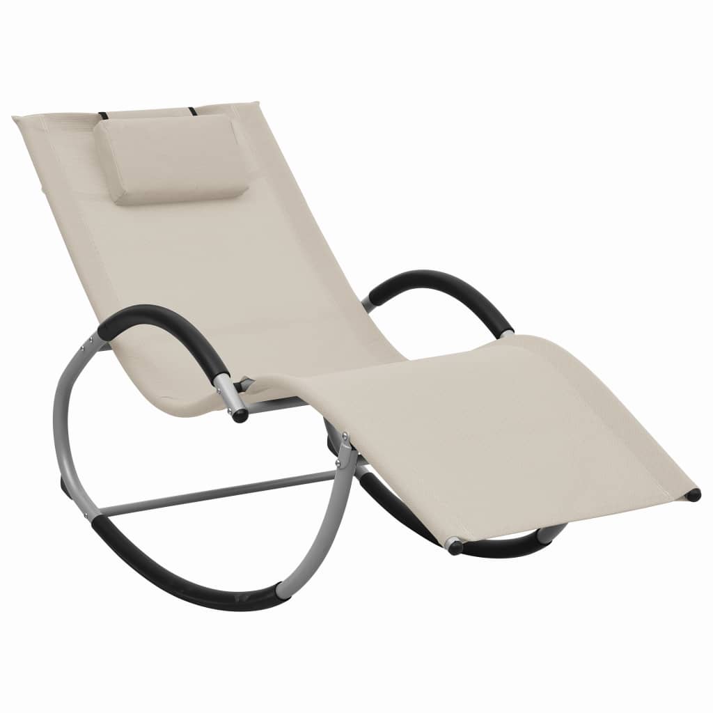 Bain de soleil avec coussin Textilène Crème