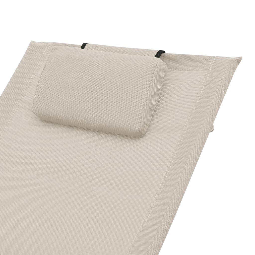 Bain de soleil avec coussin Textilène Crème