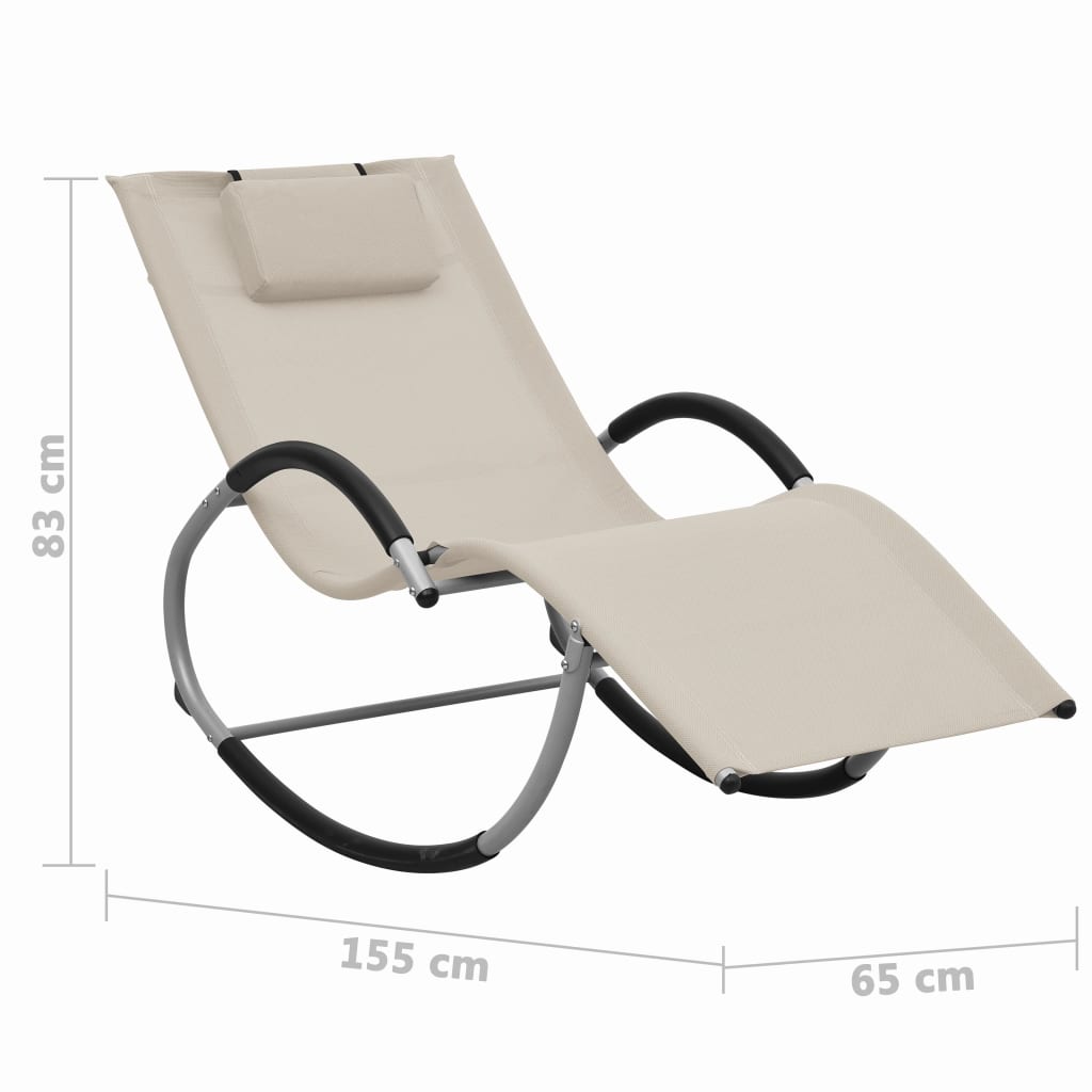 Bain de soleil avec coussin Textilène Crème