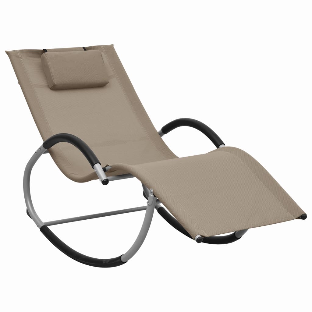 Bain de soleil avec coussin Textilène Taupe