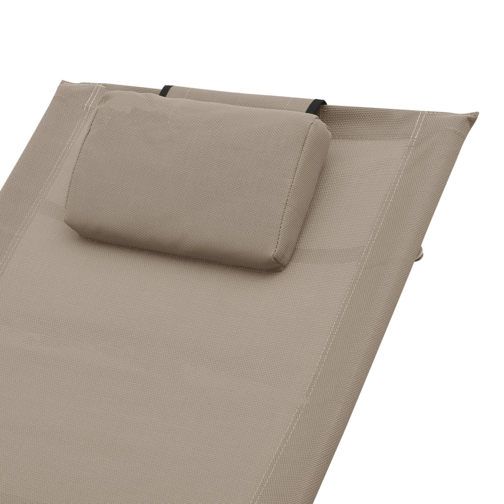 Bain de soleil avec coussin Textilène Taupe