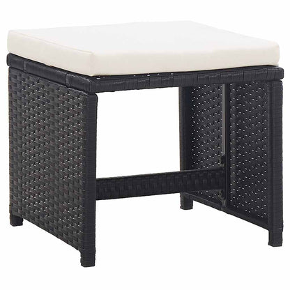 Gartenhocker 2 Stk. mit Sitzkissen Poly Rattan Schwarz