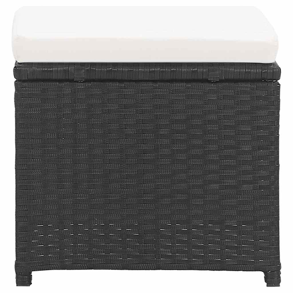 Gartenhocker 2 Stk. mit Sitzkissen Poly Rattan Schwarz