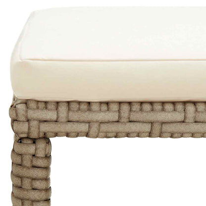 Gartenhocker 2 Stk. mit Sitzkissen Poly Rattan Beige