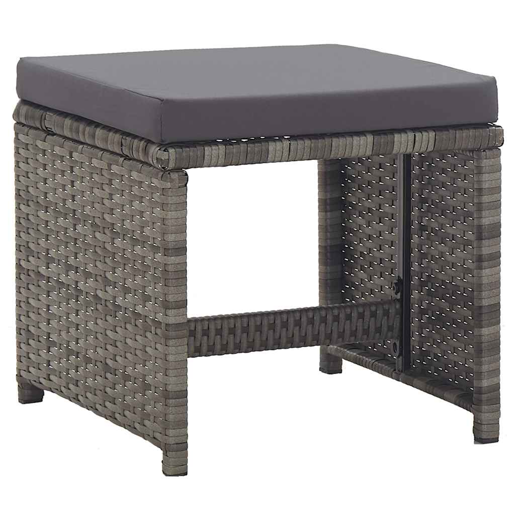 Gartenhocker 2 Stk. mit Sitzkissen Poly Rattan Anthrazit