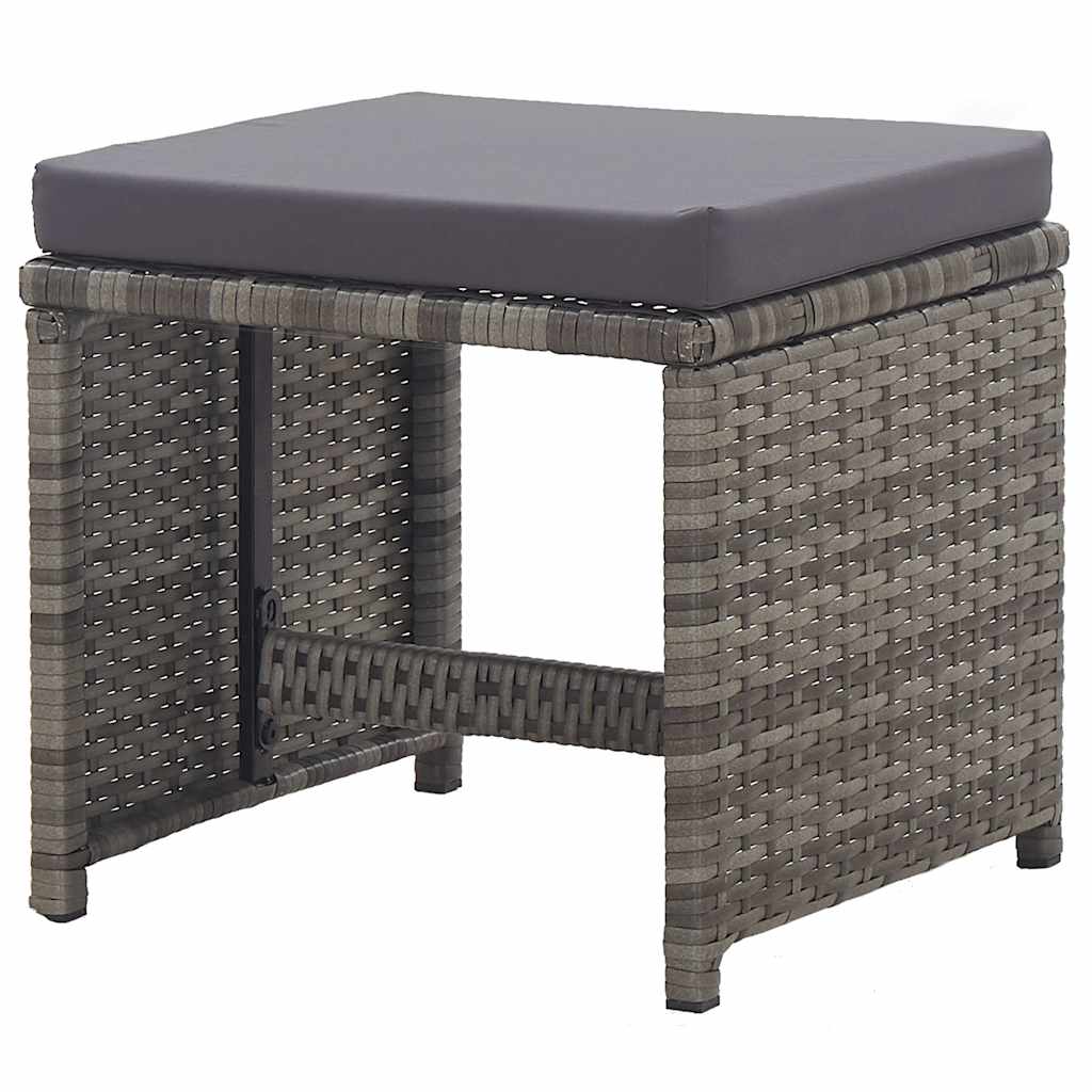 Gartenhocker 2 Stk. mit Sitzkissen Poly Rattan Anthrazit