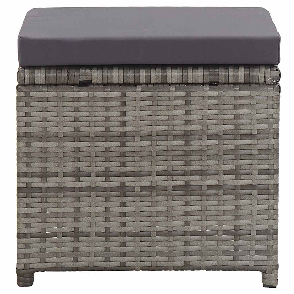 Gartenhocker 2 Stk. mit Sitzkissen Poly Rattan Anthrazit