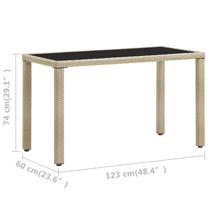 Gartentisch Beige 123x60x74 cm Poly Rattan