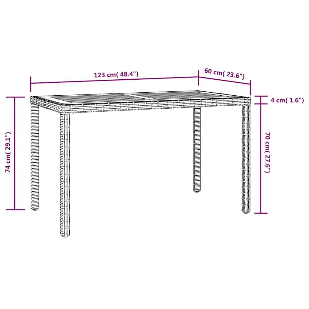 Gartentisch Schwarz und Braun 123x60x74 cm Massivholz Akazie