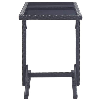 Gartentisch Schwarz 110×53×72 cm Glas und Poly Rattan