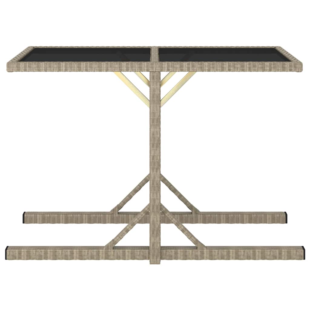 Gartentisch Beige 110×53×72 cm Glas und Poly Rattan