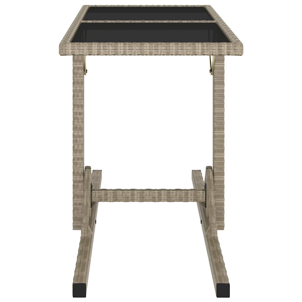 Gartentisch Beige 110×53×72 cm Glas und Poly Rattan