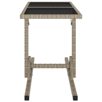 Gartentisch Beige 110×53×72 cm Glas und Poly Rattan