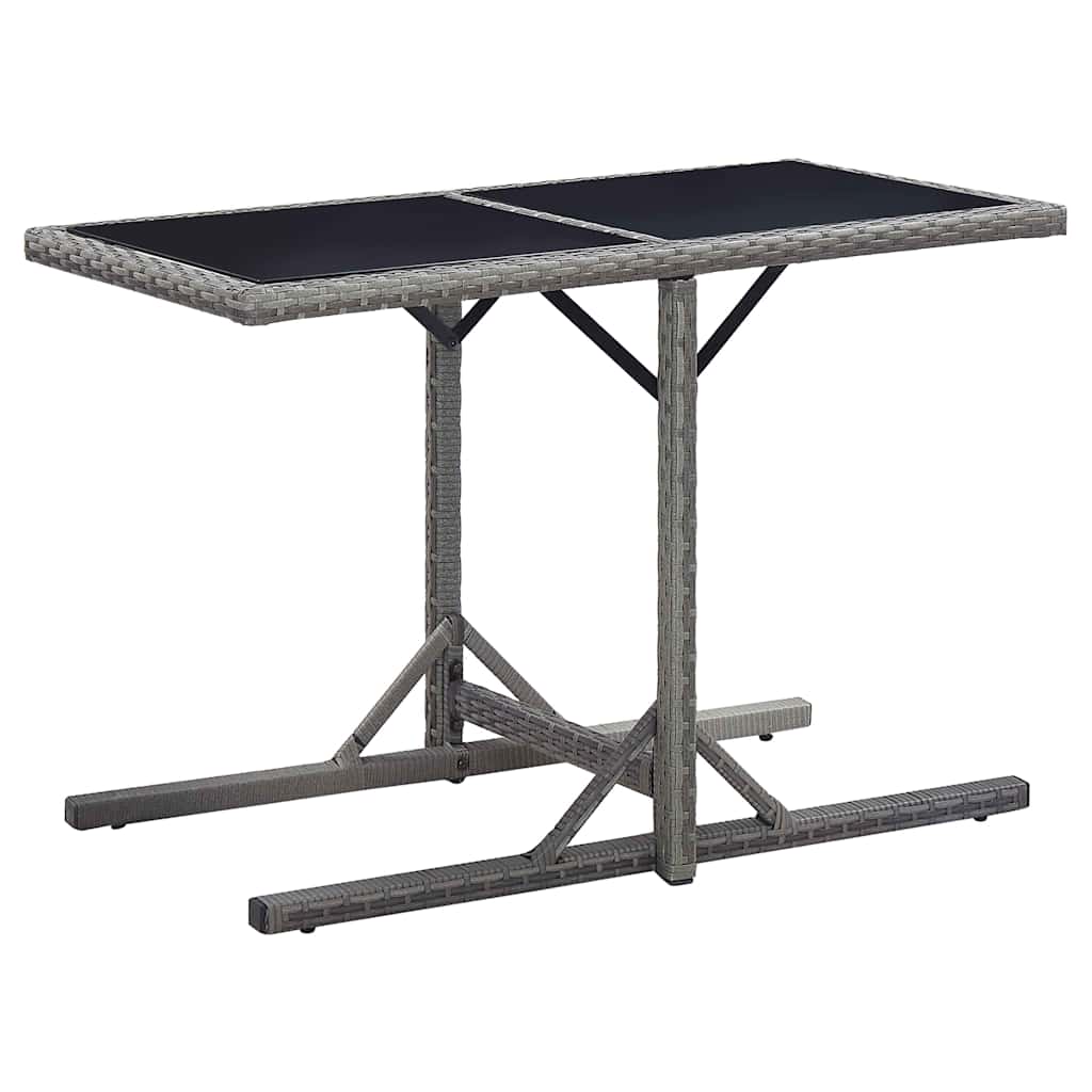 Gartentisch Anthrazit 110x53x72 cm Glas und Poly Rattan
