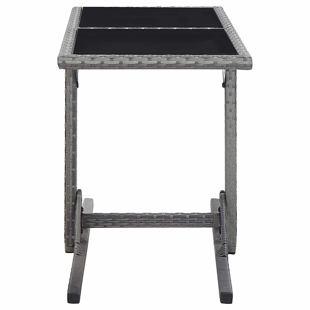 Gartentisch Anthrazit 110x53x72 cm Glas und Poly Rattan