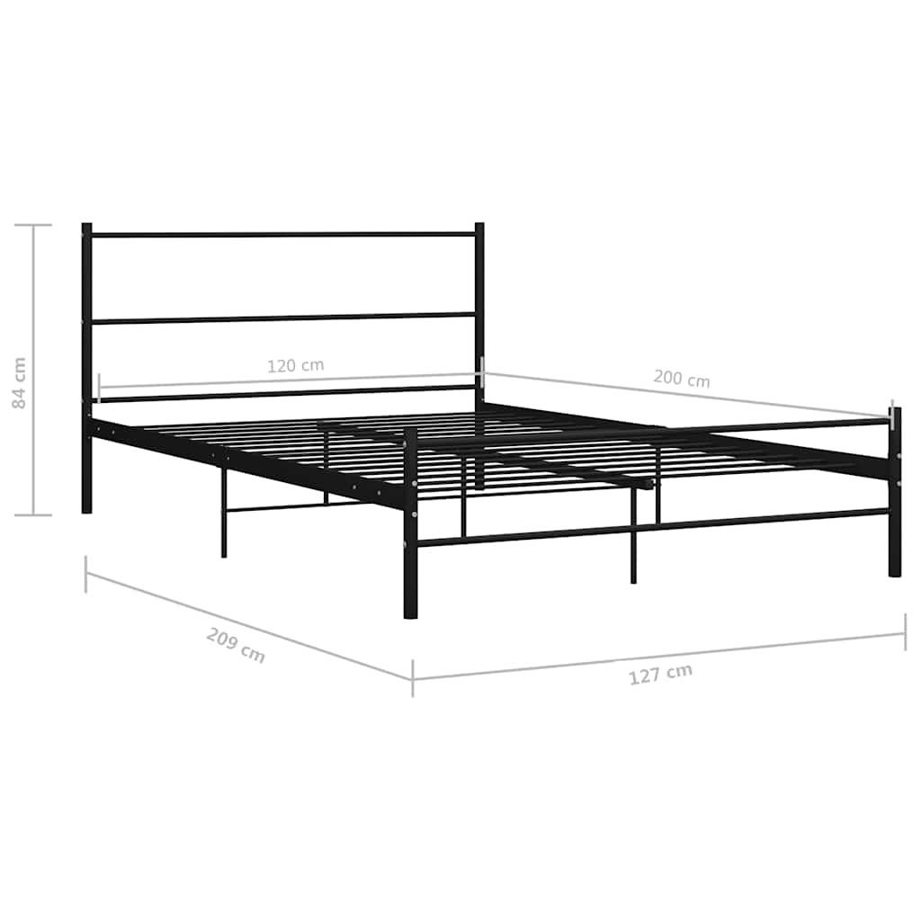 Bettgestell Schwarz Metall 120x200 cm