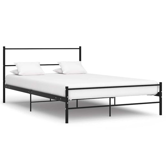 Bettgestell mit Kopfteil ohne Matratze Schwarz 140x200cm Metall