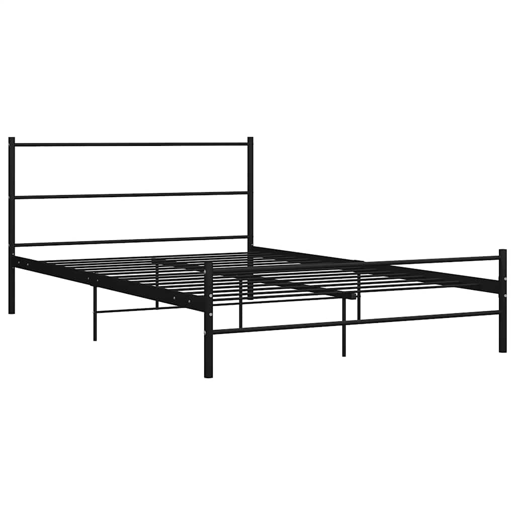 Bettgestell mit Kopfteil ohne Matratze Schwarz 140x200cm Metall