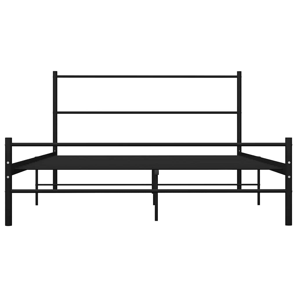 Bettgestell mit Kopfteil ohne Matratze Schwarz 140x200cm Metall