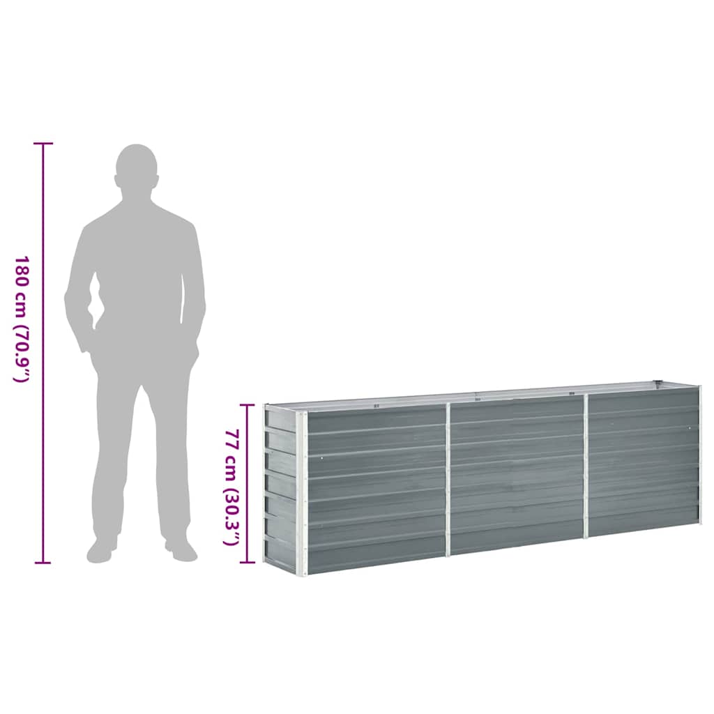 Raised bed galvanized steel 240x40x77 cm gray