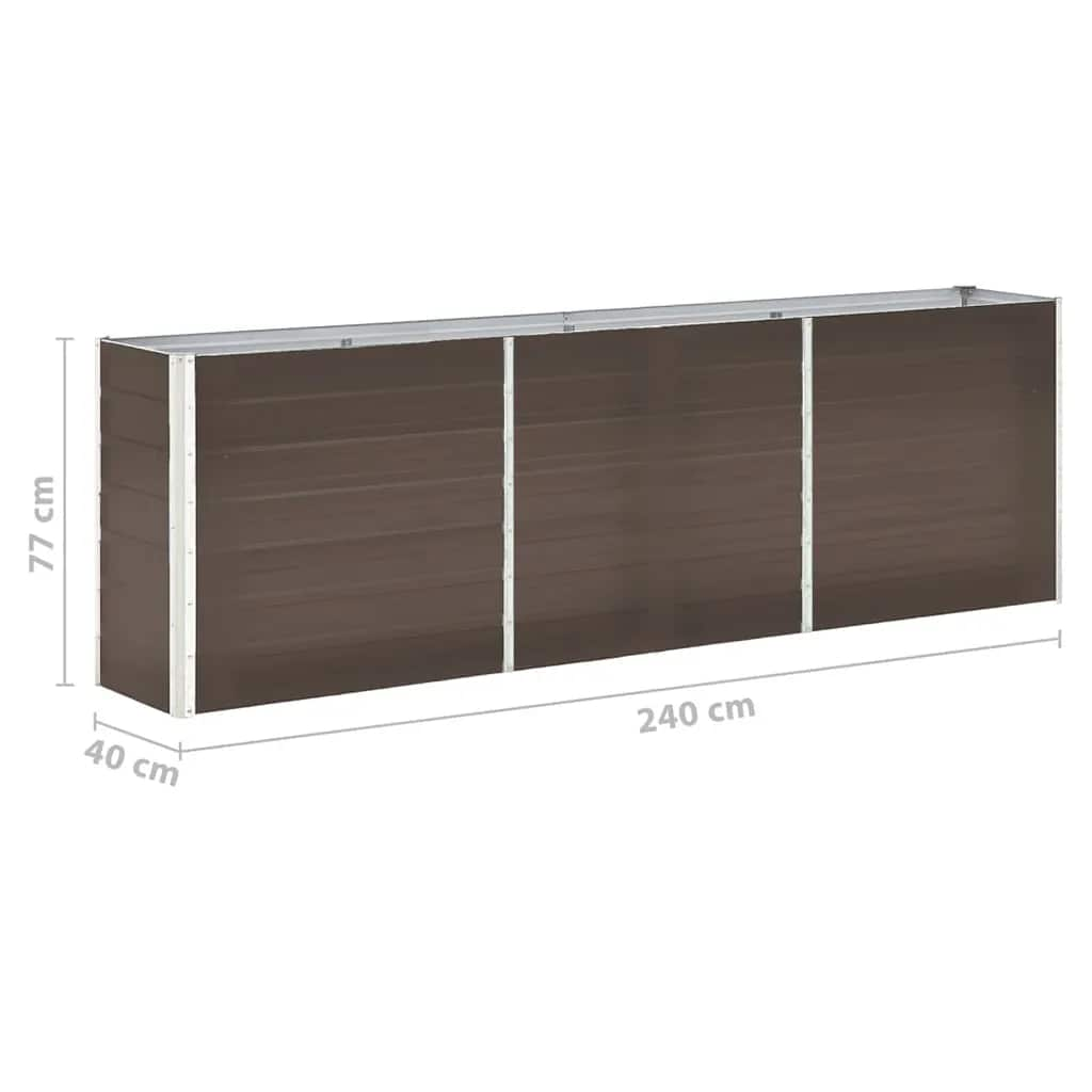 Garten-Hochbeet Verzinkter Stahl 240×40×77 cm Braun