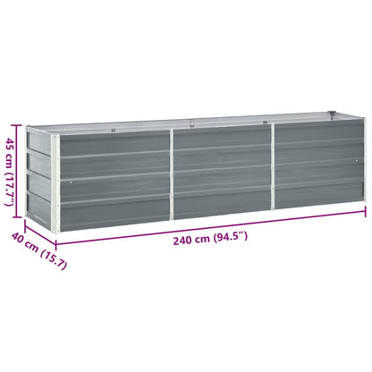 Garten-Hochbeet Verzinkter Stahl 240×40×45 cm Grau