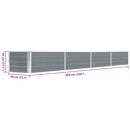 Garten-Hochbeet Verzinkter Stahl 320×40×45 cm Grau
