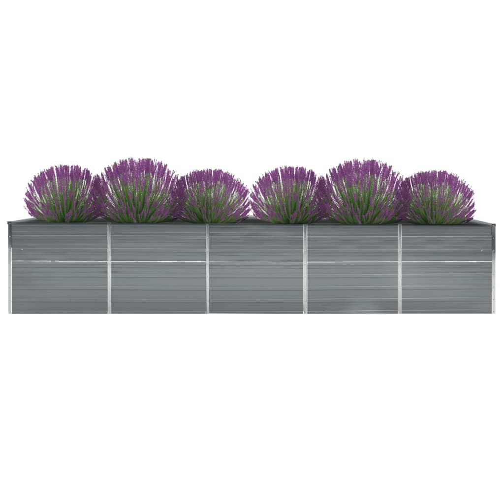 Plate-bande surélevée de jardin en acier galvanisé 400x80x45 cm gris