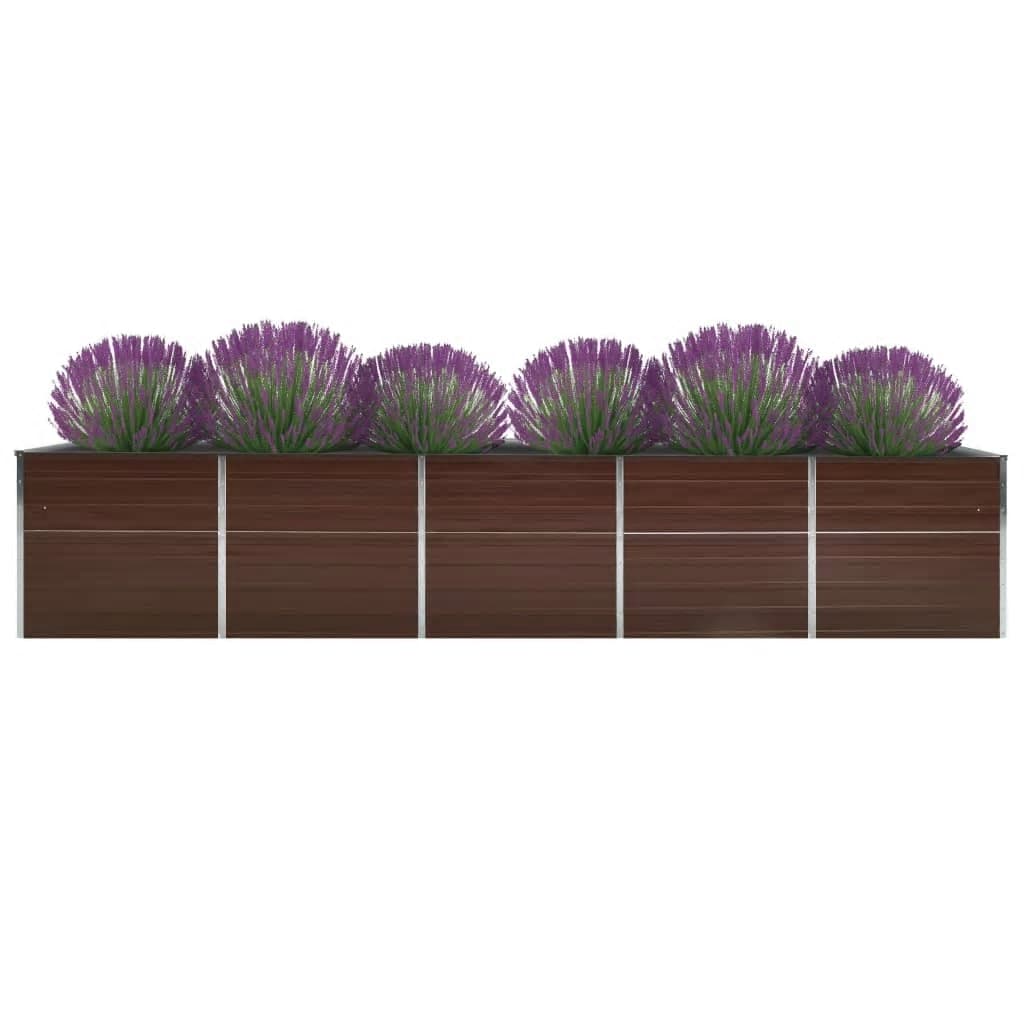 Plate-bande surélevée de jardin en acier galvanisé 400x80x45 cm marron