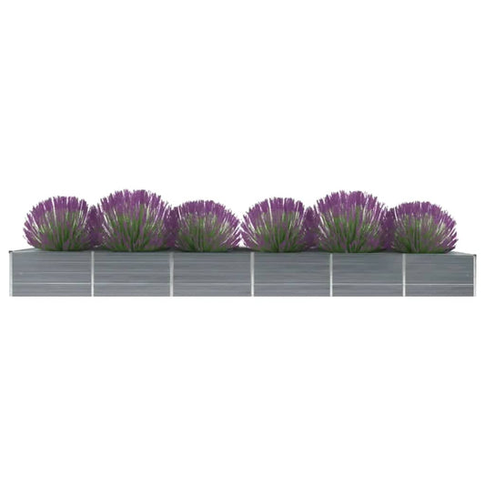 Plate-bande surélevée de jardin en acier galvanisé 480x80x45 cm gris