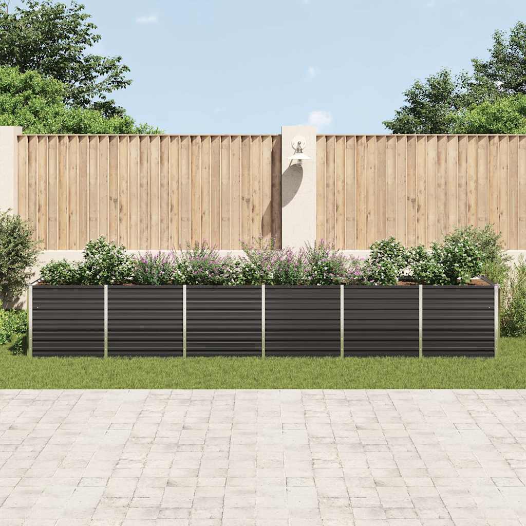 Plate-bande surélevée de jardin en acier galvanisé 480x80x77 cm anthracite