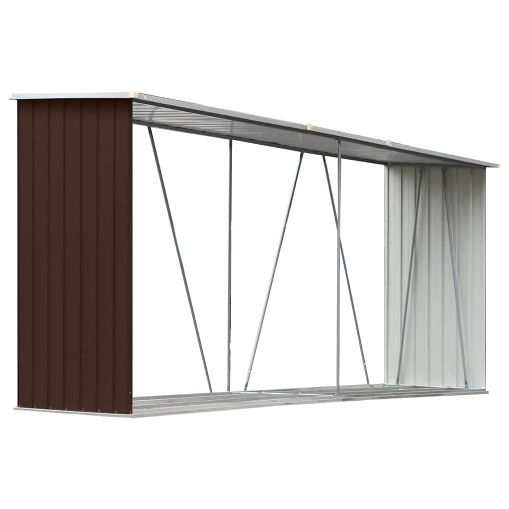 Brennholzlager Verzinkter Stahl 330x84x152 cm Braun