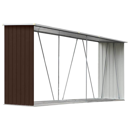 Brennholzlager Verzinkter Stahl 330x84x152 cm Braun