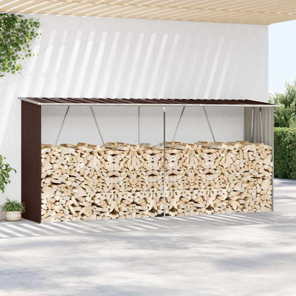 Brennholzlager Verzinkter Stahl 330x84x152 cm Braun