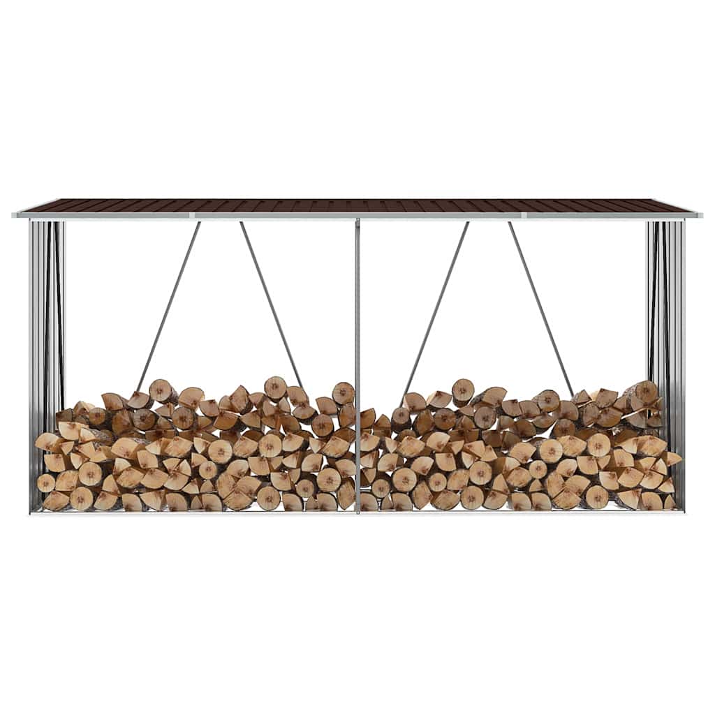 Brennholzlager Verzinkter Stahl 330x84x152 cm Braun