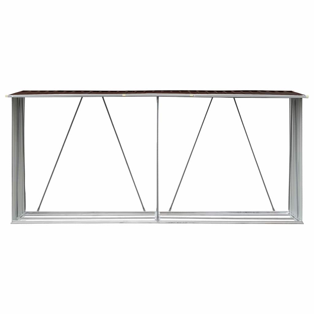 Brennholzlager Verzinkter Stahl 330x84x152 cm Braun