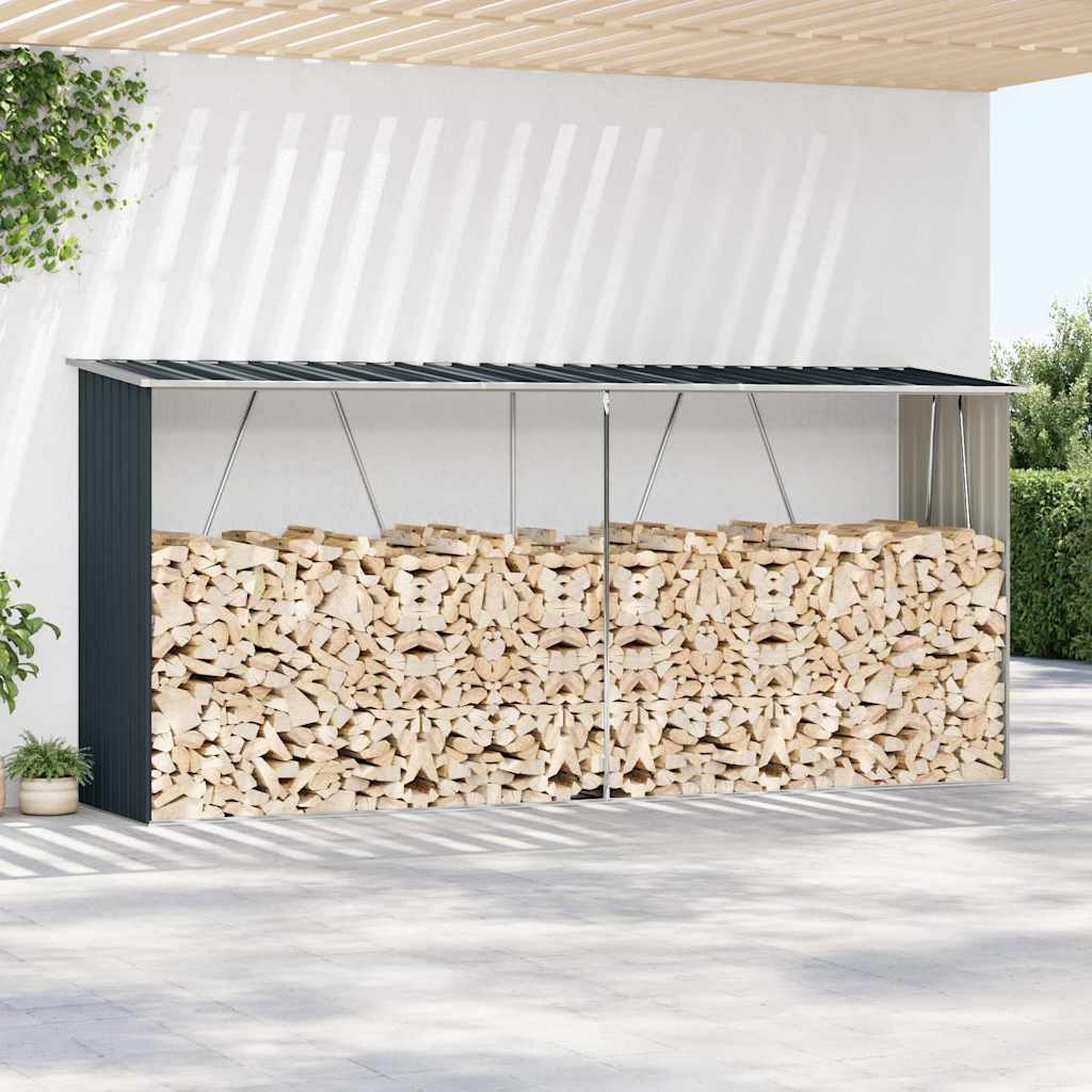 Brennholzlager Verzinkter Stahl 330x84x152 cm Anthrazit