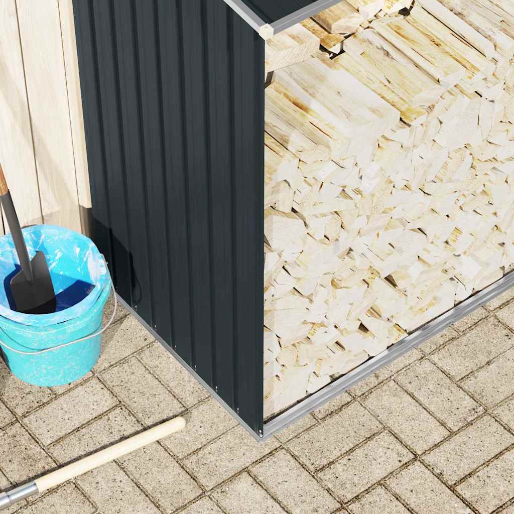Brennholzlager Verzinkter Stahl 330x84x152 cm Anthrazit
