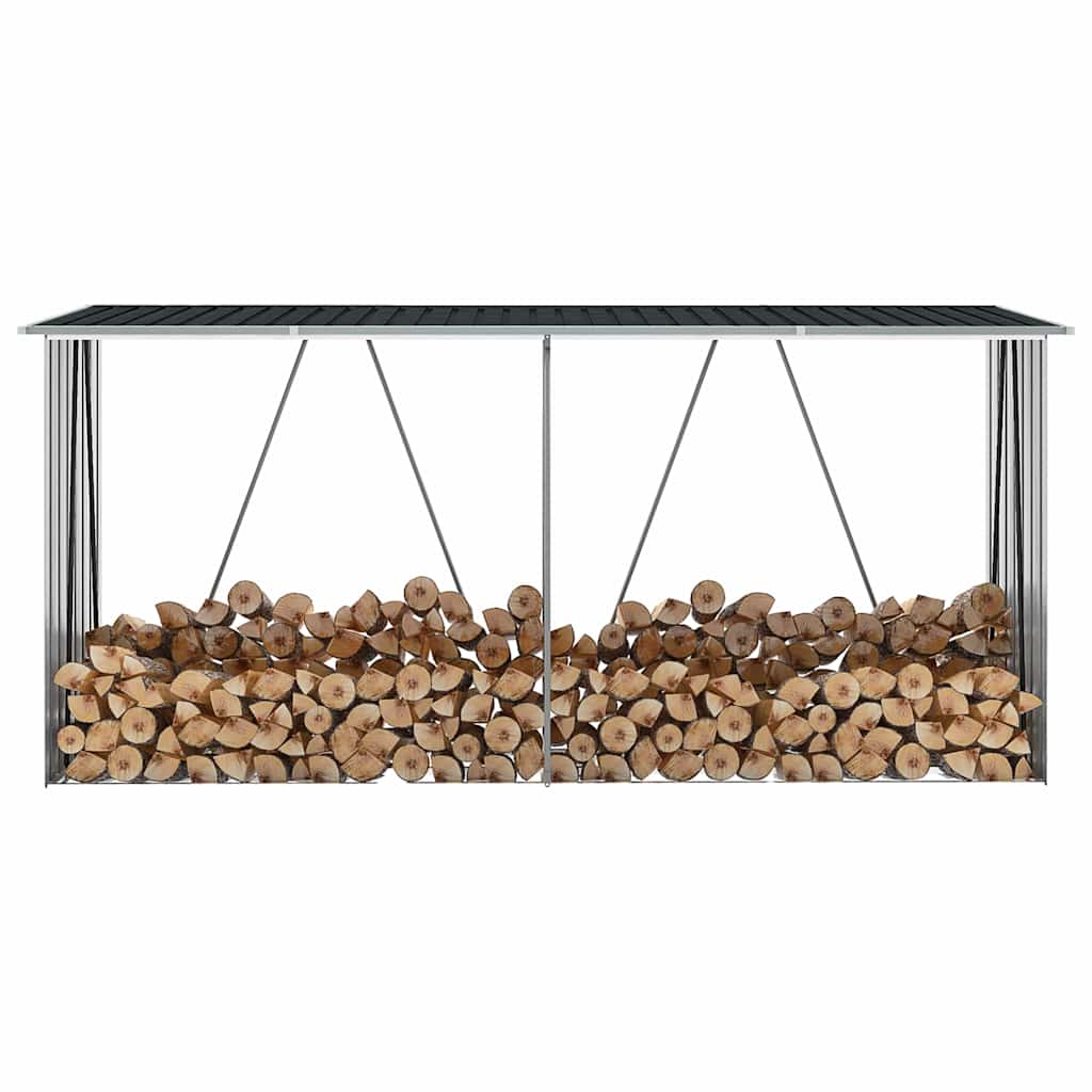 Brennholzlager Verzinkter Stahl 330x84x152 cm Anthrazit