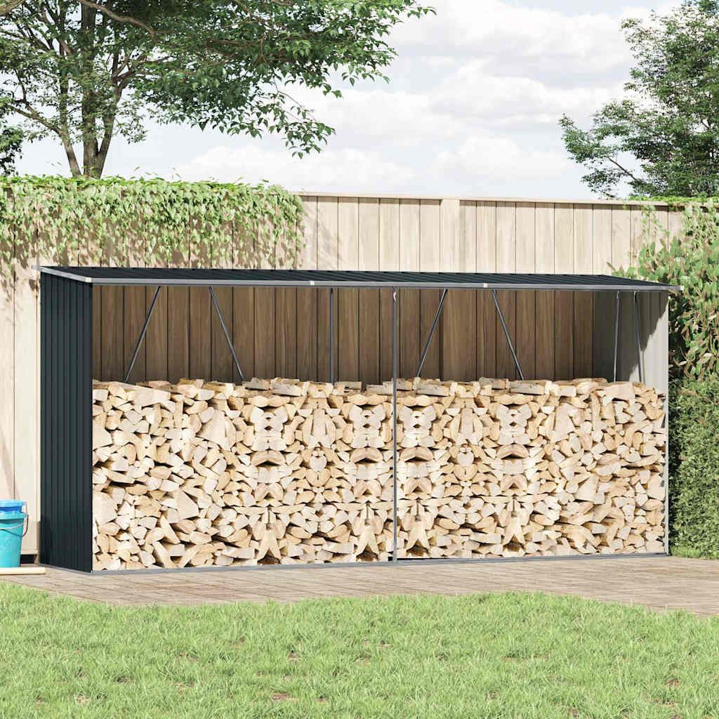 Brennholzlager Verzinkter Stahl 330x84x152 cm Anthrazit