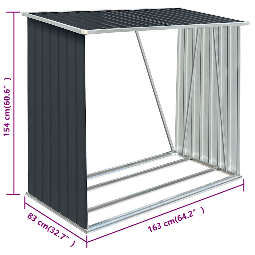 Brennholzlager Verzinkter Stahl 163 x 83 x 154 cm Anthrazit